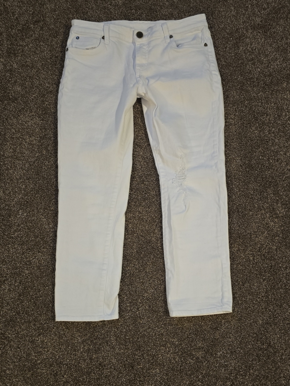 Distressed Kut from the Kloth White Ankle Crop Jeans